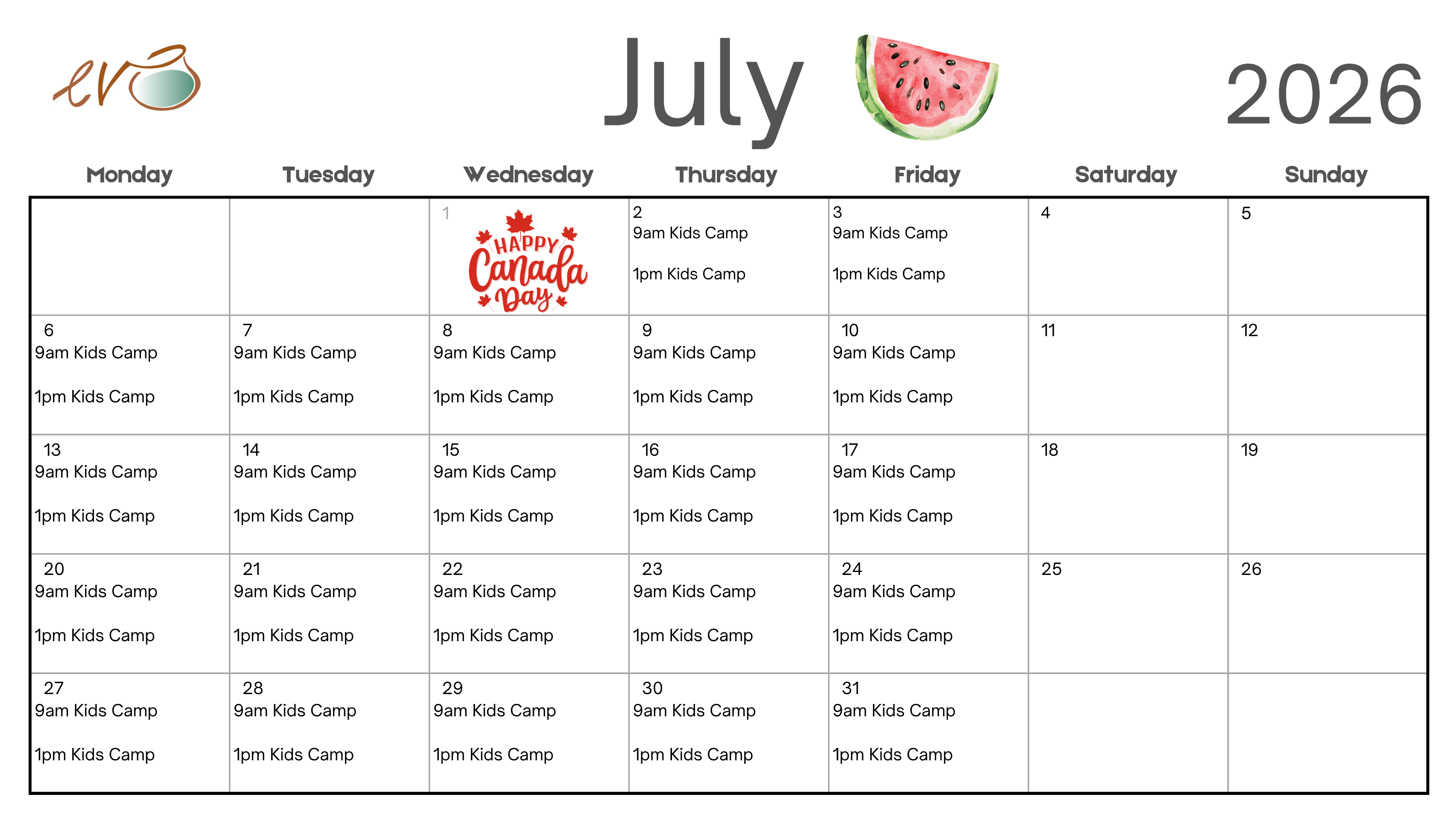 July Calendar
